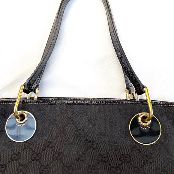 Auc Gucci Eclipse GG Canvas/patent leather Medium Tote - Picture 6 of 16